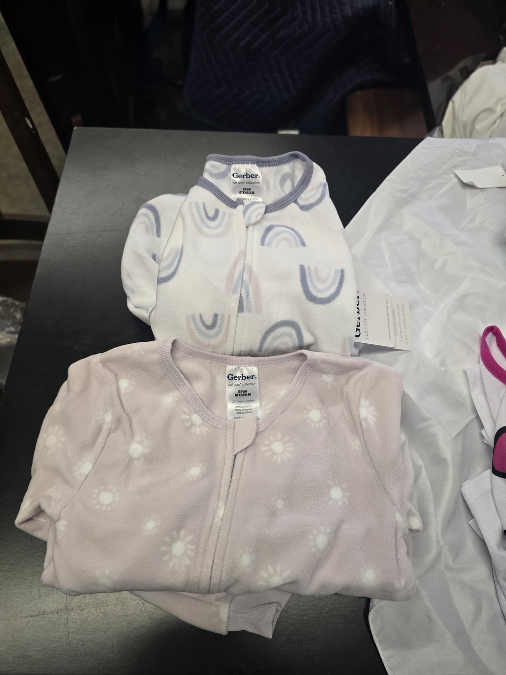 Gerber Baby Sleepers - Lavender Floral & White Rainbow Set Of 2 Sz 3t Fleece NwT